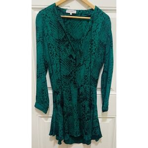 Karina Grimaldi Mini‎ Dress Snake Print Long Sleeve Green Size S